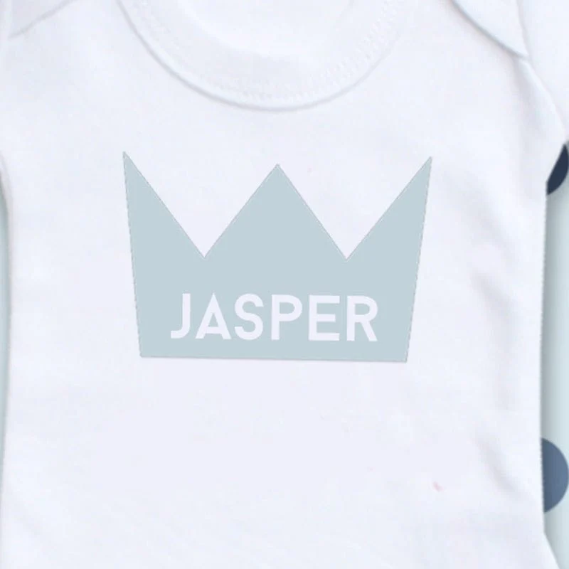 Blue Crown Baby Bodysuit - Personalise - Image 2