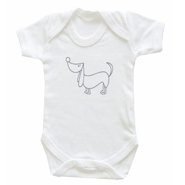 Bodysuit, White with printed Dog
