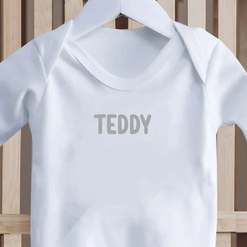Cute White Baby Sleepsuit- Personalise - Image 2