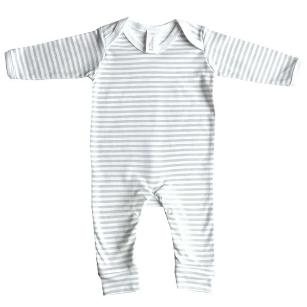 Grey & White Stripe Print Baby Outfit Set - Image 2