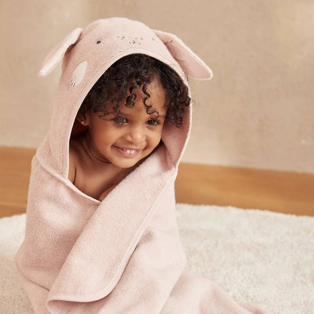 Mori Hooded Pink Bunny Baby Bath Towel