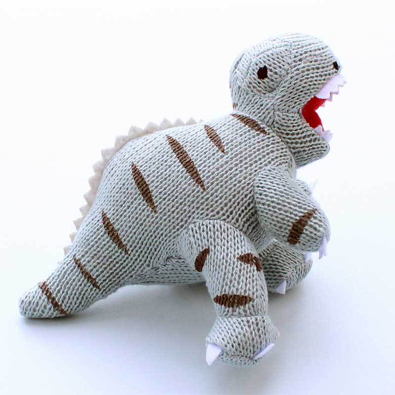 Best Years Rex the Dinosaur Knitted Rattle Toy - Blue